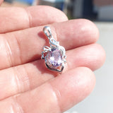 Amethyst Silver Pendant, Sterling Silver purple Amethyst Pendant, oval cut Amethyst