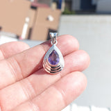 Minimalist Amethyst Silver Pendant, Sterling Silver purple Amethyst Pendant, Pear cut Amethyst