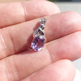 Minimalist Amethyst Silver Pendant, Sterling Silver purple Amethyst Pendant, oval shaped cut Amethyst