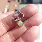Minimalist Silver Opal Pendant, Sterling Silver Pendant, Multicolor Opal Pendant, round shaped Opal, natural Opal
