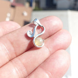 Minimalist Silver Opal Pendant, Sterling Silver Pendant, Multicolor Opal Pendant, round shaped Opal, natural Opal