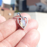 Heart Silver Opal Pendant, Sterling Silver Pendant, Multicolor Opal Pendant, oval shaped Opal, natural Opal