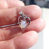 Heart Silver Opal Pendant, Sterling Silver Pendant, Multicolor Opal Pendant, oval shaped Opal, natural Opal