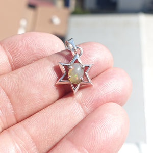 Star Silver Opal Pendant, Sterling Silver Pendant, Multicolor Opal Pendant, Star shaped Pendant