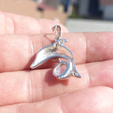 Dolphin Moonstone Amulet, Dolphin Pendant, Sterling Silver Pendant, Moonstone Necklace, Ceylon Moonstone 4 CZ, gift for her