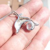 Dolphin Moonstone Amulet, Dolphin Pendant, Sterling Silver Pendant, Moonstone Necklace, Ceylon Moonstone 4 CZ, gift for her