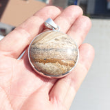 Minimalist Brown Jasper Silver Amulet, Sterling Silver Pendant, Minimalist Pendant, Jasper Cabochon, Unique design, Jasper Silver necklace, Gift for her