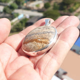 Minimalist Brown Jasper Silver Amulet, Sterling Silver Pendant, Minimalist Pendant, Jasper Cabochon, Unique design, Jasper Silver necklace, Gift for her