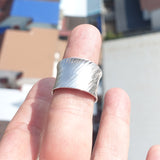 Minimalist Silver Ring, Sterling Silver Ring, handmade silver ring, diagonal line design, wide band Ring, gift for her - flexible Size 8.5