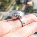 Minimalist Silver Ring, Sterling Silver Ring, handmade silver ring, Mushroom Design, Signet Style Ring, Unisex Design - flexible Size 7