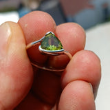 Minimalist Peridot silver Ring, Sterling Silver Ring, Solitaire Ring, Green Peridot, Triangle shape, unique ring, gift for her - size 9