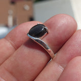 Natural Black Sapphire Ring, Sterling Silver Ring, Sapphire Silver Ring, Black Star Sapphire Ring, Minimalist, 6 Rays Star Sapphire - size 6.5