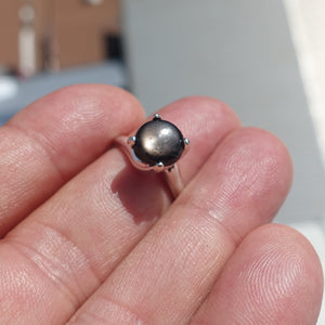 Natural Black Sapphire Ring, Sterling Silver Ring, Sapphire Silver Ring, Black Star Sapphire Ring, Minimalist Ring Design, 6 Rays Star Sapphire - size 6.5