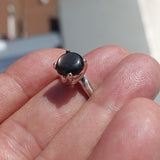 Natural Black Sapphire Ring, Sterling Silver Ring, Sapphire Silver Ring, Black Star Sapphire Ring, Minimalist Ring Design, 6 Rays Star Sapphire - size 6.5