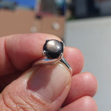 Natural Black Sapphire Ring, Sterling Silver Ring, Sapphire Silver Ring, Black Star Sapphire Ring, Minimalist Ring Design, 6 Rays Star Sapphire - size 6.5