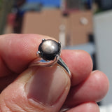 Natural Black Sapphire Ring, Sterling Silver Ring, Sapphire Silver Ring, Black Star Sapphire Ring, Minimalist Ring Design, 6 Rays Star Sapphire - size 6.5