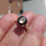 Natural Black Sapphire Ring, Sterling Silver Ring, Sapphire Silver Ring, Black Star Sapphire Ring, Minimalist Ring Design, 6 Rays Star Sapphire - size 6.5