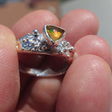 Natural Opal Ring, Sterling Silver Ring, Solitaire Ring, Triangle shaped Opal, handmade Opal Ring, unique jewelry design, gift for her - Size 10