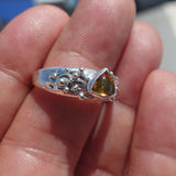 Natural Opal Ring, Sterling Silver Ring, Solitaire Ring, Triangle shaped Opal, handmade Opal Ring, unique jewelry design, gift for her - Size 10