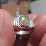 Natural Opal Ring, Men's Sterling Silver Ring, Solitaire Ring, oval shaped Opal, handmade Opal Ring, unique jewelry design, gift for him- Size 8