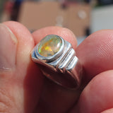 Natural Opal Ring, Men's Sterling Silver Ring, Solitaire Ring, oval shaped Opal, handmade Opal Ring, unique jewelry design, gift for him- Size 8