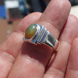 Natural Opal Ring, Men's Sterling Silver Ring, Solitaire Ring, oval shaped Opal, handmade Opal Ring, unique jewelry design, gift for him- Size 11