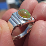 Natural Opal Ring, Men's Sterling Silver Ring, Solitaire Ring, oval shaped Opal, handmade Opal Ring, unique jewelry design, gift for him- Size 11