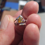 Natural Opal Ring, Sterling Silver Ring, Solitaire Ring, Triangle shaped Opal, handmade Opal Ring, unique design, gift for her - Size 6.5