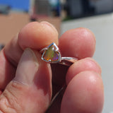 Natural Opal Ring, Sterling Silver Ring, Solitaire Ring, Triangle shaped Opal, handmade Opal Ring, unique design, gift for her - Size 6.5