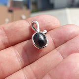 Black Diopside Pendant, Black Star Pendant, Art Pendant, Sterling Silver Pendant, Black Star Diopside Charm, Black Star Diopside, 4 rays star