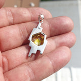 Irregular shaped Sterling Silver Pendant with round yellow CZ - Minimalist Design