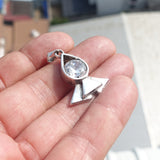 Rocket shaped Sterling Silver Pendant with round white CZ - Minimalist Design