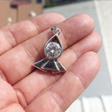 Rocket shaped Sterling Silver Pendant with round white CZ - Minimalist Design