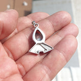 Rocket shaped Sterling Silver Pendant with round white CZ - Minimalist Design