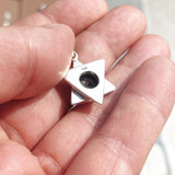 Star shaped Sterling Silver Pendant with round black CZ - Minimalist Design