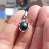 Black Star Diopside Pendant, Black Star Charm, Minimalist Leaf Pendant, Sterling Silver Pendant, 4 Rays Black Star Diopside Charm