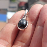 Black Star Diopside Pendant, Black Star Charm, Minimalist Leaf Pendant, Sterling Silver Pendant, 4 Rays Black Star Diopside Charm