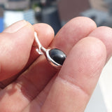 Black Star Diopside Pendant, Black Star Pendant, Minimalist Leaf Pendant, Sterling Silver Charm, 4 Rays Black Star Diopside