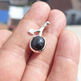 Black Star Diopside Pendant, Black Star Pendant, Minimalist Leaf Pendant, Sterling Silver Charm, 4 Rays Black Star Diopside