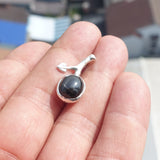 Black Star Diopside Pendant, Black Star Pendant, Minimalist Leaf Pendant, Sterling Silver Charm, 4 Rays Black Star Diopside