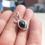 Black Star Diopside Pendant, Black Star Pendant, Minimalist Silver Pendant, Sterling Silver Charm, 4 Rays Black Star Diopside