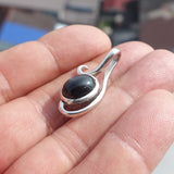 Black Star Diopside Pendant, Black Star Pendant, Minimalist Silver Pendant, Sterling Silver Charm, 4 Rays Black Star Diopside