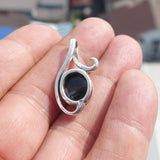 Black Star Diopside Pendant, Black Star Pendant, Minimalist Silver Pendant, Sterling Silver Charm, 4 Rays Black Star Diopside