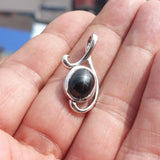 Black Star Diopside Pendant, Black Star Pendant, Minimalist Silver Pendant, Sterling Silver Charm, 4 Rays Black Star Diopside