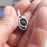 Black Star Diopside Pendant, Black Star Pendant, Minimalist Silver Pendant, Sterling Silver Charm, 4 Rays Black Star Diopside