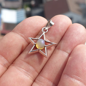 Star Opal Pendant, Sterling Silver Pendant, Multicolor Opal Pendant, Star shaped Pendant, natural Opal