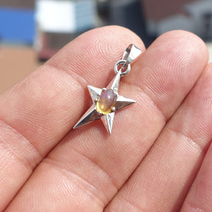 Star Silver Opal Pendant, Sterling Silver Pendant, Multicolor Opal Pendant, Star shaped Pendant, natural Opal