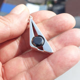 Triangle shaped Sterling Silver Pendant with round black CZ - Minimalist Design