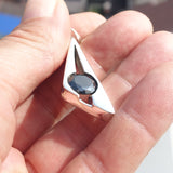 Triangle shaped Sterling Silver Pendant with round black CZ - Minimalist Design