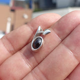 Garnet Leaf Silver Pendant, Sterling Silver Gemstone Pendant with Garnet, Sterling silver pendant